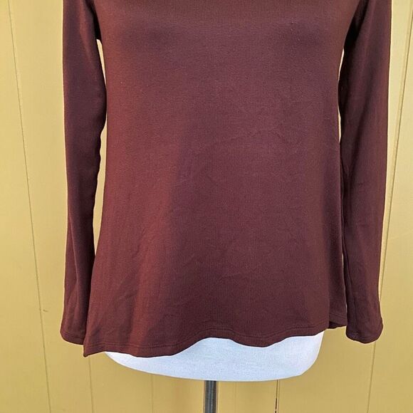 American Eagle women XS soft & plush Longsleeve Crewneck top burgundy - Picture 3 of 9